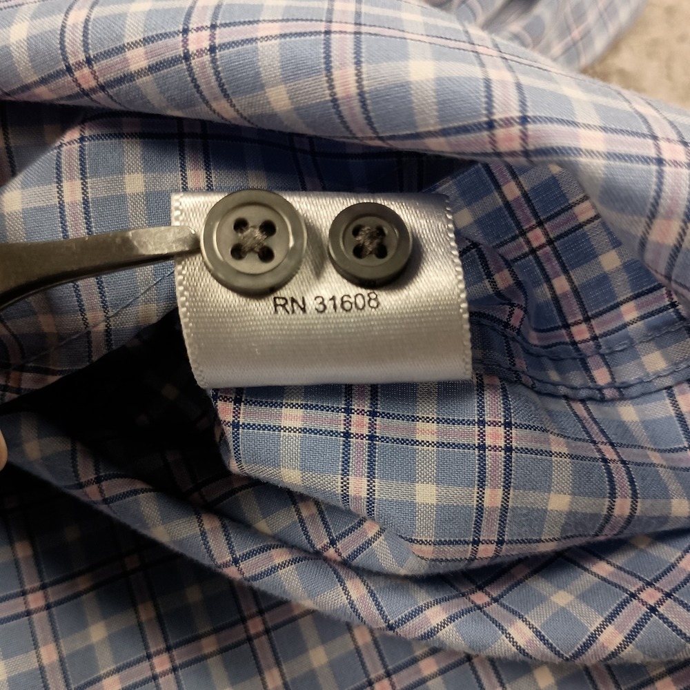 Jos. A. Bank Button Down Shirt Mens L Blue Plaid Excellent Traveler Slim Fit - Picture 11 of 11